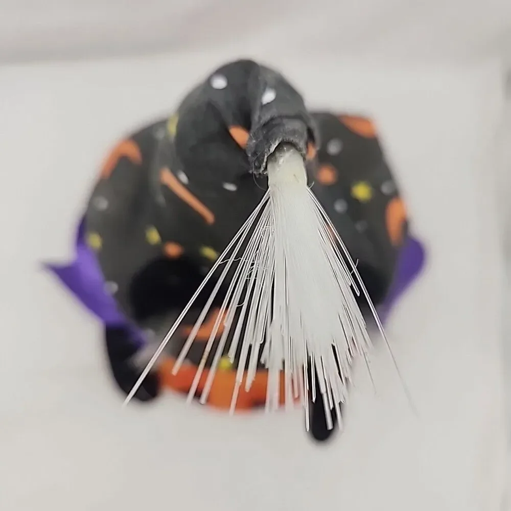 Decoration Fiber Optic Wizard Black Cat in a Pumpkin Lighted 17